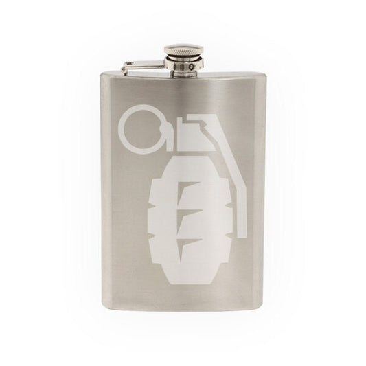 Grenade- Etched 8 Oz Stainless Steel Flask