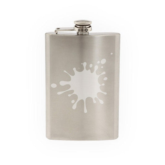 Art Icon #4 - Ink Paint Splash Splat Dripping Painting - Etched 8 Oz Stainless Steel Flask