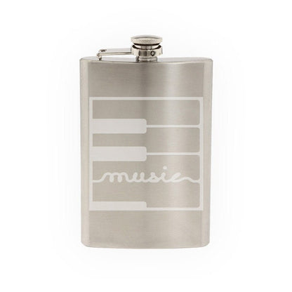 Audio #4 - Music Calligraphy Piano Midi DJ Keyboard   - Etched 8 Oz Stainless Steel Flask