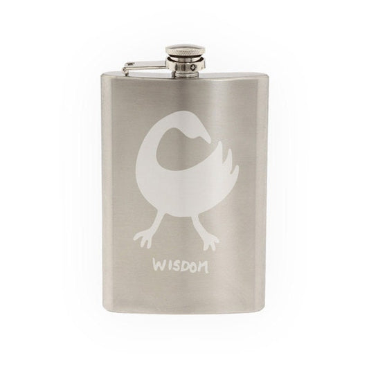 Adinkra Akan #9 - Wisdom Bird African Sign Symbology- Etched 8 Oz Stainless Steel Flask