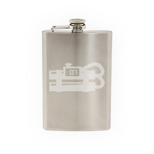 Countdown Timer- Etched 8 Oz Stainless Steel Flask