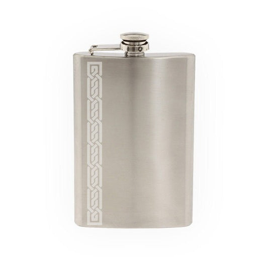 Celtic Pattern #4 - Knot Cross Medallion Irish Heritage  - Etched 8 Oz Stainless Steel Flask