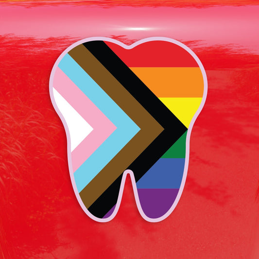Tooth Shaped Progress Pride Flag LGBTQ POC Transgender Flag - Vibrant Color Vinyl Decal Sticker