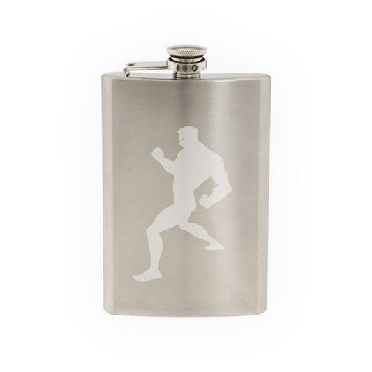Comic Book Style - Super Hero Silhouette Power Version 6  - Etched 8 Oz Stainless Steel Flask
