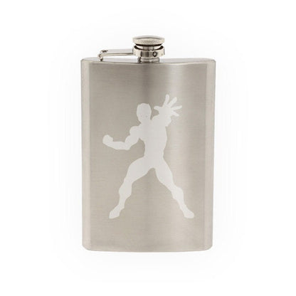 Comic Book Style - Super Hero Silhouette Power Version 1  - Etched 8 Oz Stainless Steel Flask