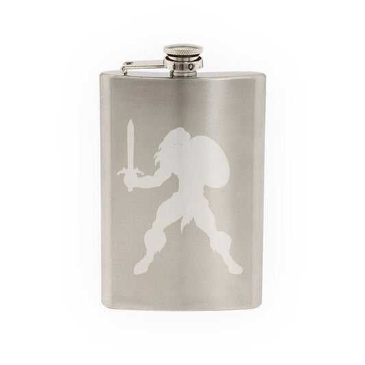 Comic Book Style - Super Hero Silhouette Viking Version 9  - Etched 8 Oz Stainless Steel Flask