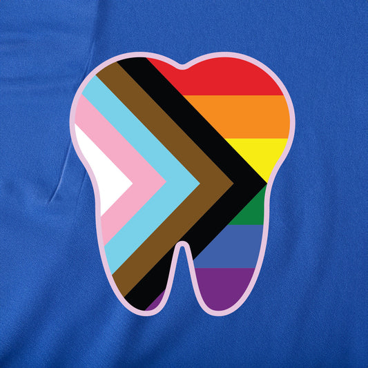 Tooth Shaped Progress Pride Flag LGBTQ Flag Dentist Office Staff Safe Space - Iron-On Vinyl for Fabric, T-shirts and more!