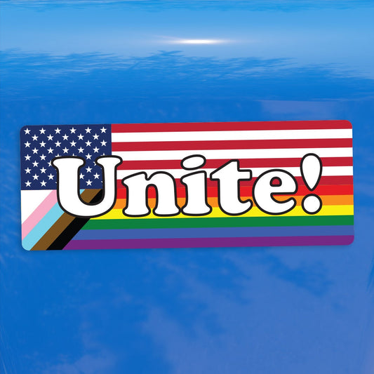 Unite! Workers Rights American Progress Pride Flag LGBTQ POC Transgender Flag - Vibrant Color Vinyl Decal Sticker