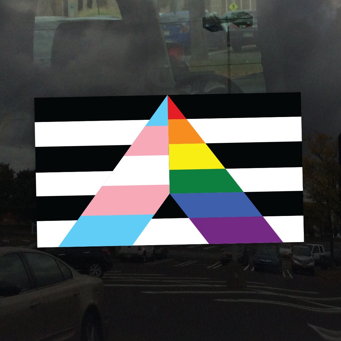 Rainbow Transgender Support Ally Pride Flag - Vibrant Static Cling Window Cling Indoor and Outdoor!