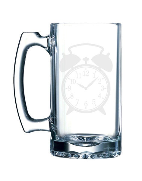 Alarm Clock-  26 oz glass mug stein