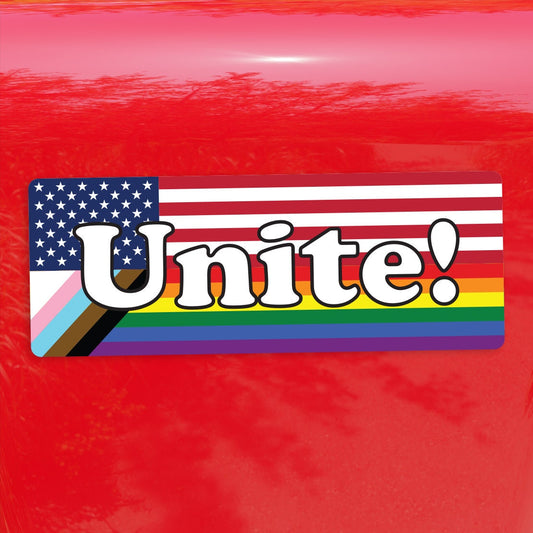Unite! Workers Rights American Progress Pride Flag LGBTQ POC Transgender Flag - Vibrant Color Vinyl Decal Sticker
