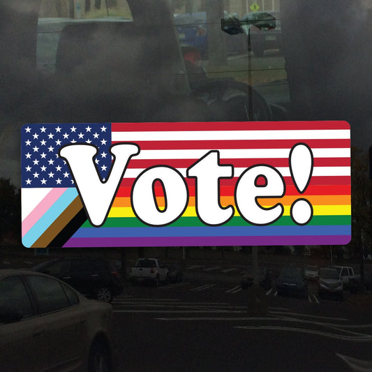 Vote American Progress Pride Flag - Vibrant Color Static Cling Window Cling - Use Indoor and Outdoor!