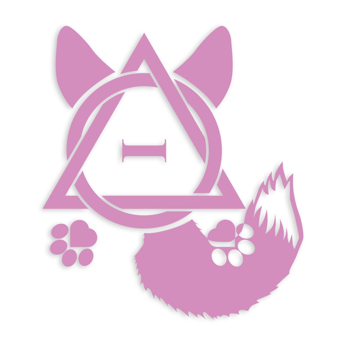 Therian Fox Ear Paw and Tail Symbol - Vibrant Color Vinyl Decal