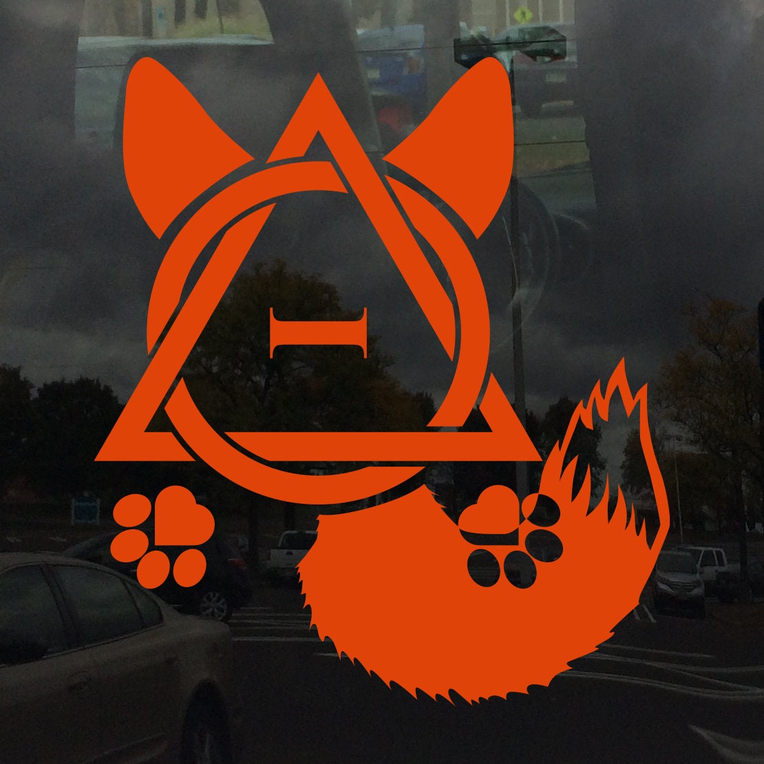 Therian Fox Ear Paw and Tail Symbol - Vibrant Color Vinyl Decal