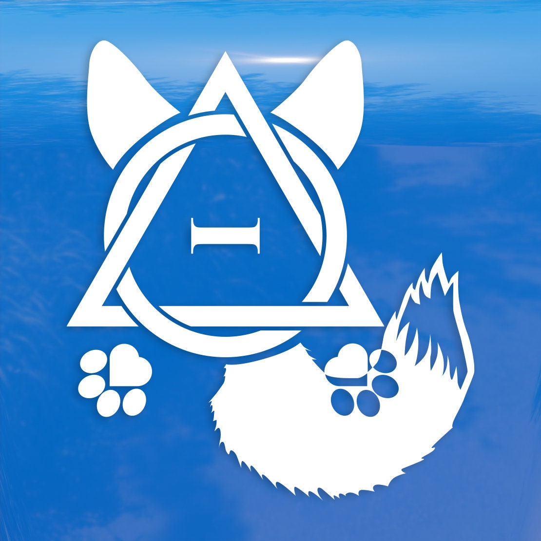 Therian Fox Ear Paw and Tail Symbol - Vibrant Color Vinyl Decal