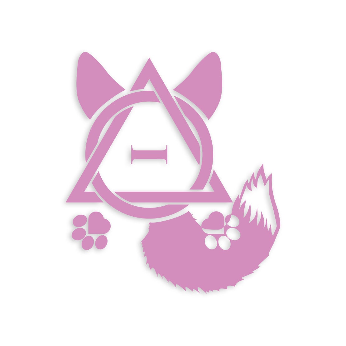 Therian Fox Ear Paw and Tail Symbol - Vibrant Color Vinyl Decal