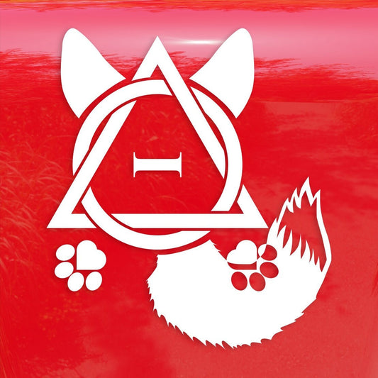 Therian Fox Ear Paw and Tail Symbol - Vibrant Color Vinyl Decal