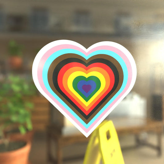 Groovy Inclusive Pride Heart - Vibrant Static Cling Window Cling - Indoor and Outdoor!
