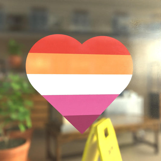 Lesbian Flag Heart - 5 Color Flag Art - Vibrant Static Cling Window Cling - Indoor and Outdoor!