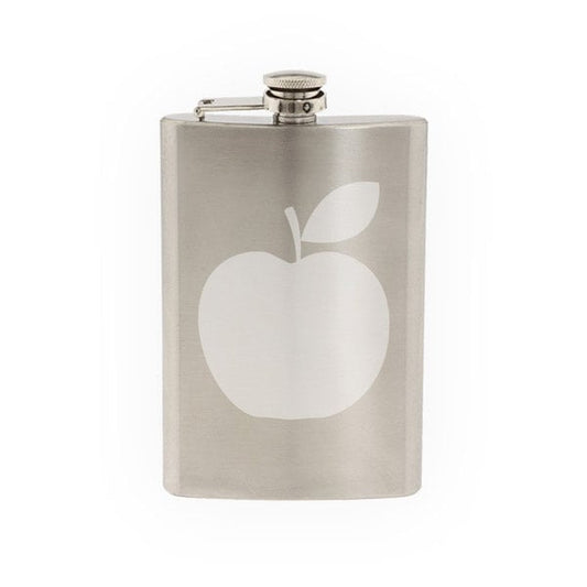 Fitness Gym Art #1- Apple A Day Diet and Exercise- Etched 8 Oz Stainless Steel Flask