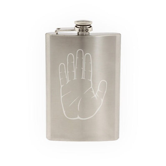 Hand Design #3 - Realistic Hand Print Silhouette Humanity- Etched 8 Oz Stainless Steel Flask