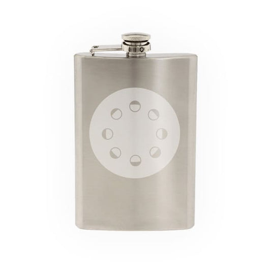 Cinema Home Theater Part 4 - Film Reel Silhouette Outline - Etched 8 Oz Stainless Steel Flask
