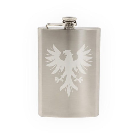 Heraldic Symbols #2 - European Eagle Sign Family Crest- Etched 8 Oz Stainless Steel Flask