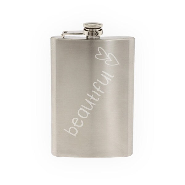 Love Doodle Art #1 - Beautiful Hearts - Affection Emotion- Etched 8 Oz Stainless Steel Flask