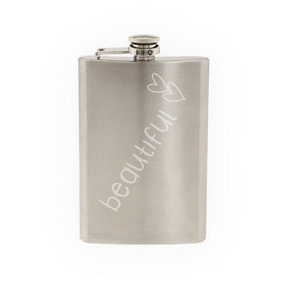 Love Doodle Art #1 - Beautiful Hearts - Affection Emotion- Etched 8 Oz Stainless Steel Flask