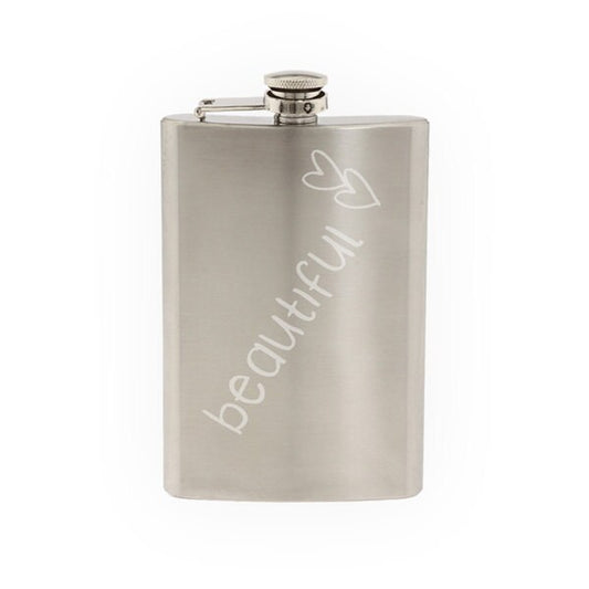 Love Doodle Art #1 - Beautiful Hearts - Affection Emotion- Etched 8 Oz Stainless Steel Flask