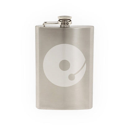 Music Icon - DJ Record Turntable Recording Musician Art- Etched 8 Oz Stainless Steel Flask