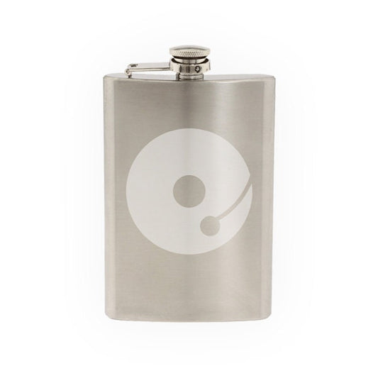 Music Icon - DJ Record Turntable Recording Musician Art- Etched 8 Oz Stainless Steel Flask