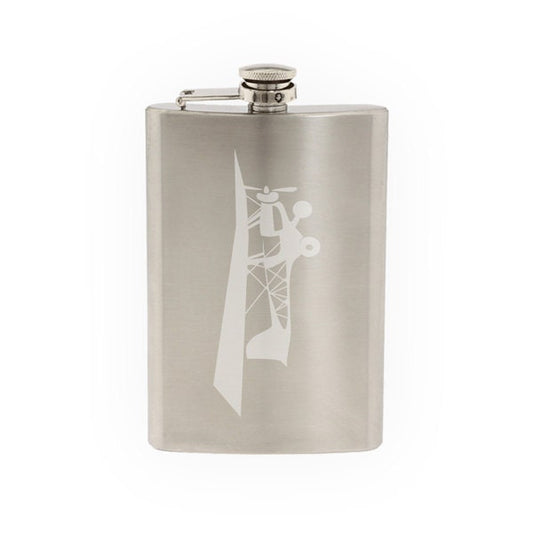 Flight Evolution- Wright Brothers 19th Century Plane - Etched 8 Oz Stainless Steel Flask