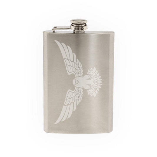 Heraldic Symbols #6 - European Eagle Sign Family Crest- Etched 8 Oz Stainless Steel Flask