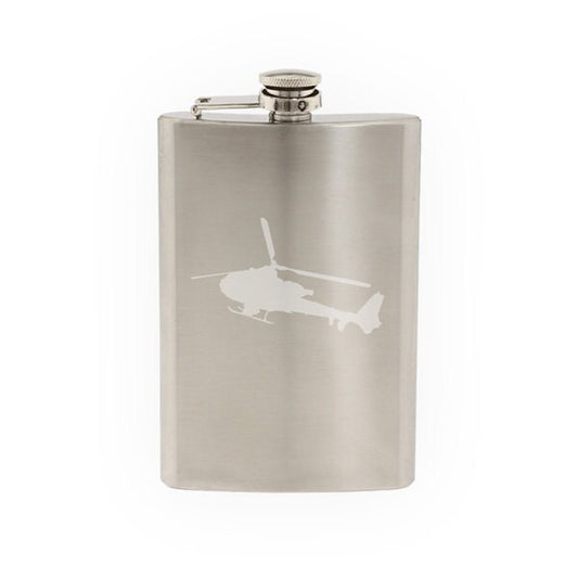 Military Vehicles -Apache Helicopter #6- Etched 8 Oz Stainless Steel Flask