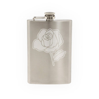Love Doodle Art #12- Rose Floral Decor - Valentine - Etched 8 Oz Stainless Steel Flask