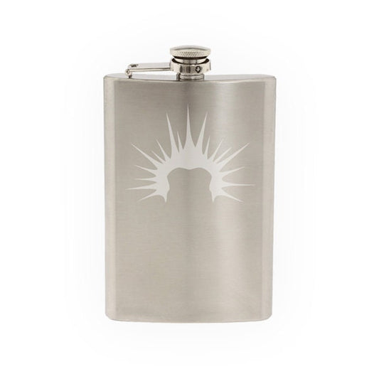 Mens Hair #4 - Liberty Spikes Punk Style Guys Haircut - Etched 8 Oz Stainless Steel Flask