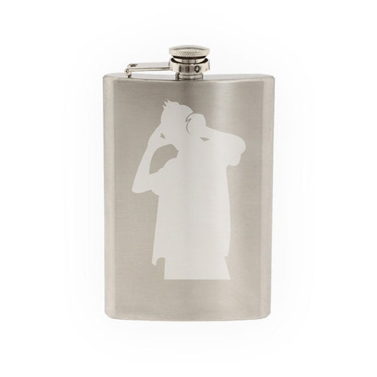 Music DJ #6 - Live Turntable Track Mixing Digital Hip - Etched 8 Oz Stainless Steel Flask