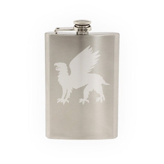 Mythical Creature - Gryphon Griffin #3 Medieval Heraldry- Etched 8 Oz Stainless Steel Flask