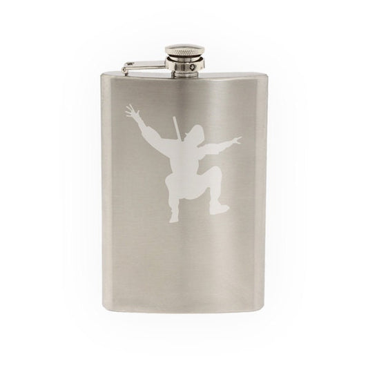 Ninja Samurai #7 - Assassin Katana Duel Sneak Swing- Etched 8 Oz Stainless Steel Flask