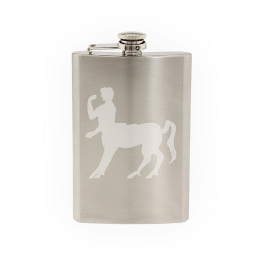Mythical Creature - Centaur #2 Greek Folklore Symbol- Etched 8 Oz Stainless Steel Flask