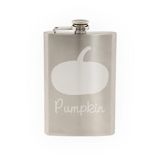 Produce Market #12 - Pumpkin Squash Vegetable Silhouette- Etched 8 Oz Stainless Steel Flask