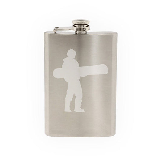 Snowboard Trick #8- Mountain Downhill Competitive - Etched 8 Oz Stainless Steel Flask