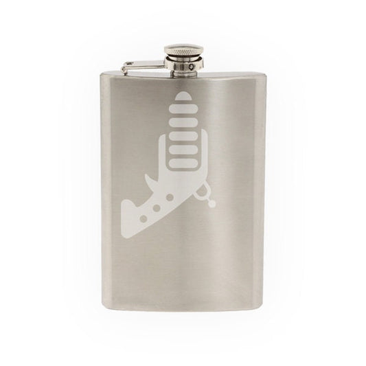 Space Icon- Ray Gun Laser Scifi Toon Extraterrestrial- Etched 8 Oz Stainless Steel Flask