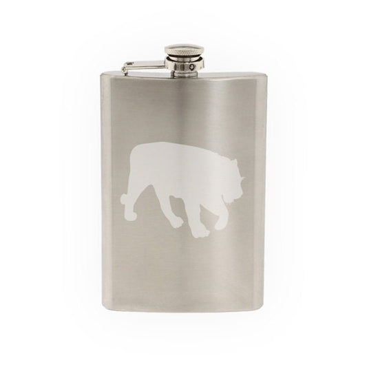 Tiger #5 - Big Cat Striped Predator Hunter Zoo Animal- Etched 8 Oz Stainless Steel Flask