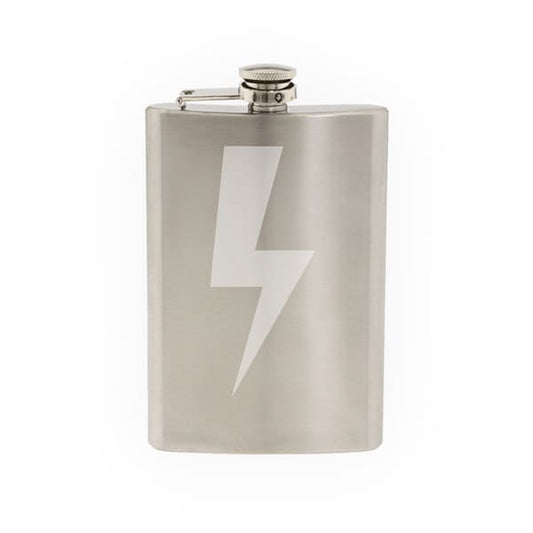 Weather Symbol #1- Lightning Strike Mighty Strike- Etched 8 Oz Stainless Steel Flask