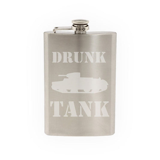 World War 2 II - Tank Version 8 - Classic Military Armor - Etched 8 Oz Stainless Steel Flask