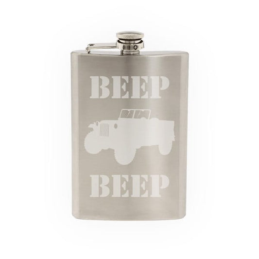 World War Two #4 - Troop Transport Light Truck - Etched 8 Oz Stainless Steel Flask