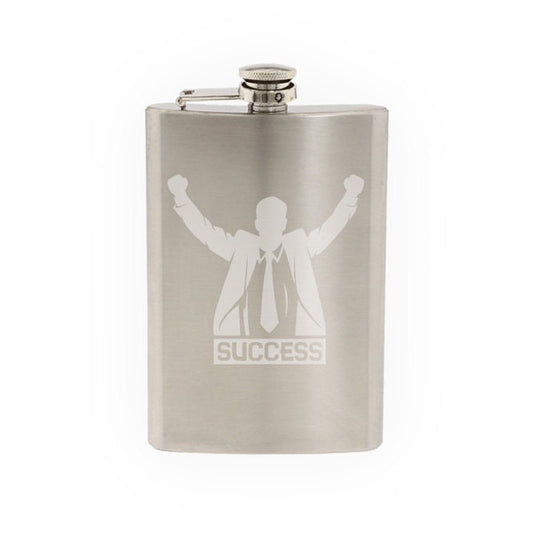 Success Business Sign - CEO Money Enterprise Company  - Etched 8 Oz Stainless Steel Flask