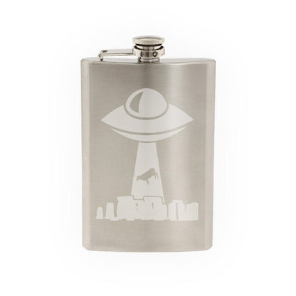 alien abduction- Etched 8 Oz Stainless Steel Flask